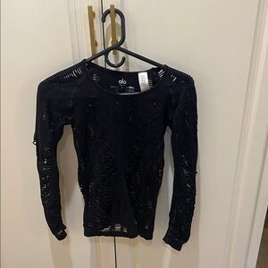ALO Yoga Black Cutout Long Sleeve Top.  Sz Med